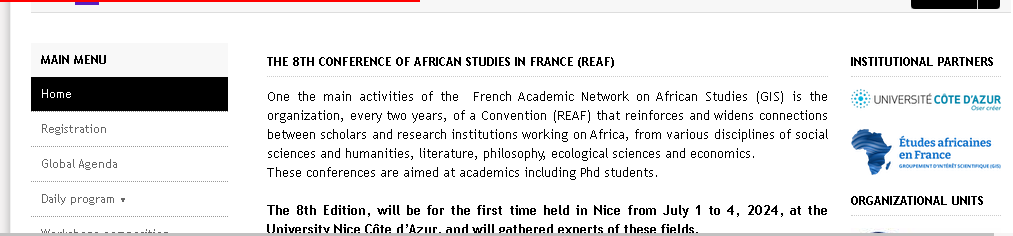 Meeting of African Studies in France (REAF) - Université Côte d'Azur - Nice to 4 Nice 2024